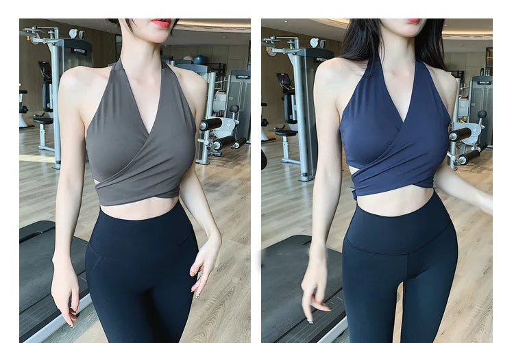 Áo Tập Yoga Nữ V Sâu Eo Thắt Chéo Lưng Thoáng Khí - Daisan Mart