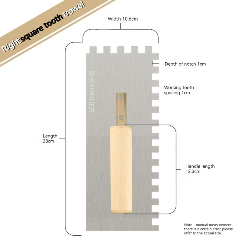 Serrated Trowel Tile Tiling Tool for Masons Workers Auxiliary Plastering Decoration Toothed Knife Ceramic Widened Large Boards