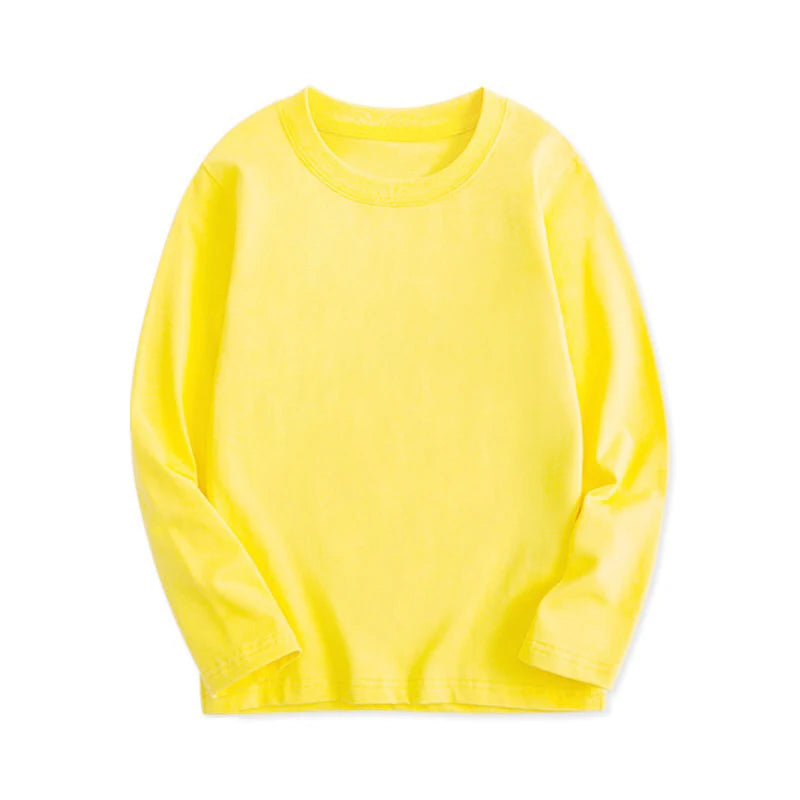 Boys Girls 100% Cotton T-shirts Solid Color Casual Tees for Teenage Children Spring Autumn Underwear Girl Clothes Kid Daily Tops