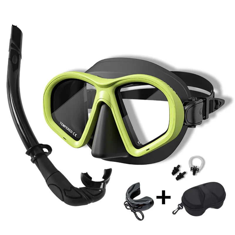 Professional Wet Low Volume Freediving Mask, Tempered Glass dive Mask, J-Type Diving Mask, Snorkel Set,buceo,수영,스노클링,마스크