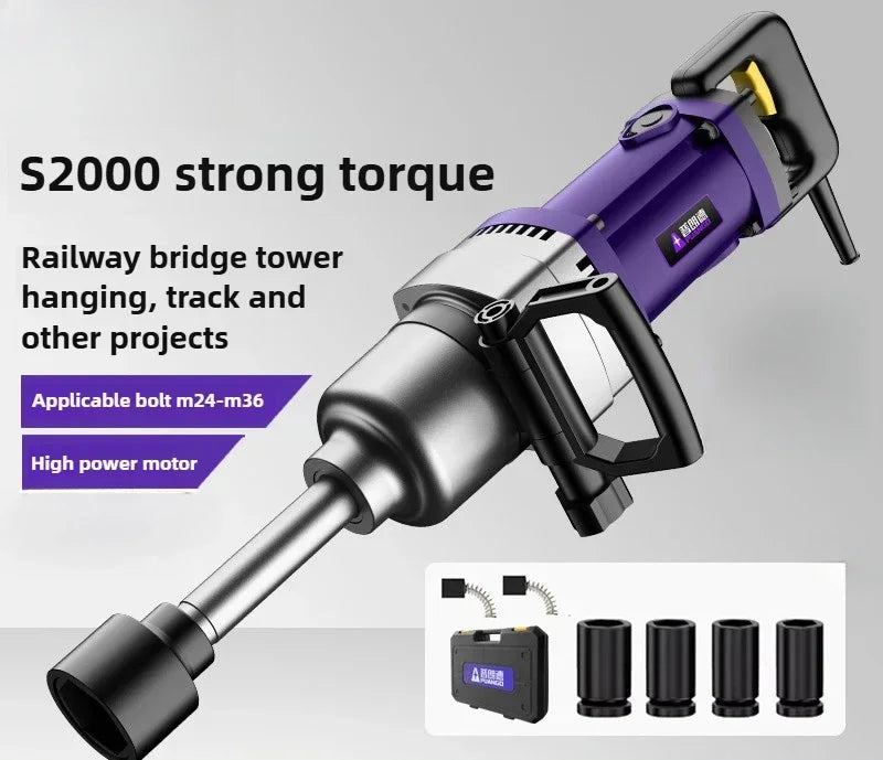 Electric Wrench 220V Plug-in High Power Auto Repair Tower Crane Industrial Grade High Torque Heavy Impact Electric Air Cannon