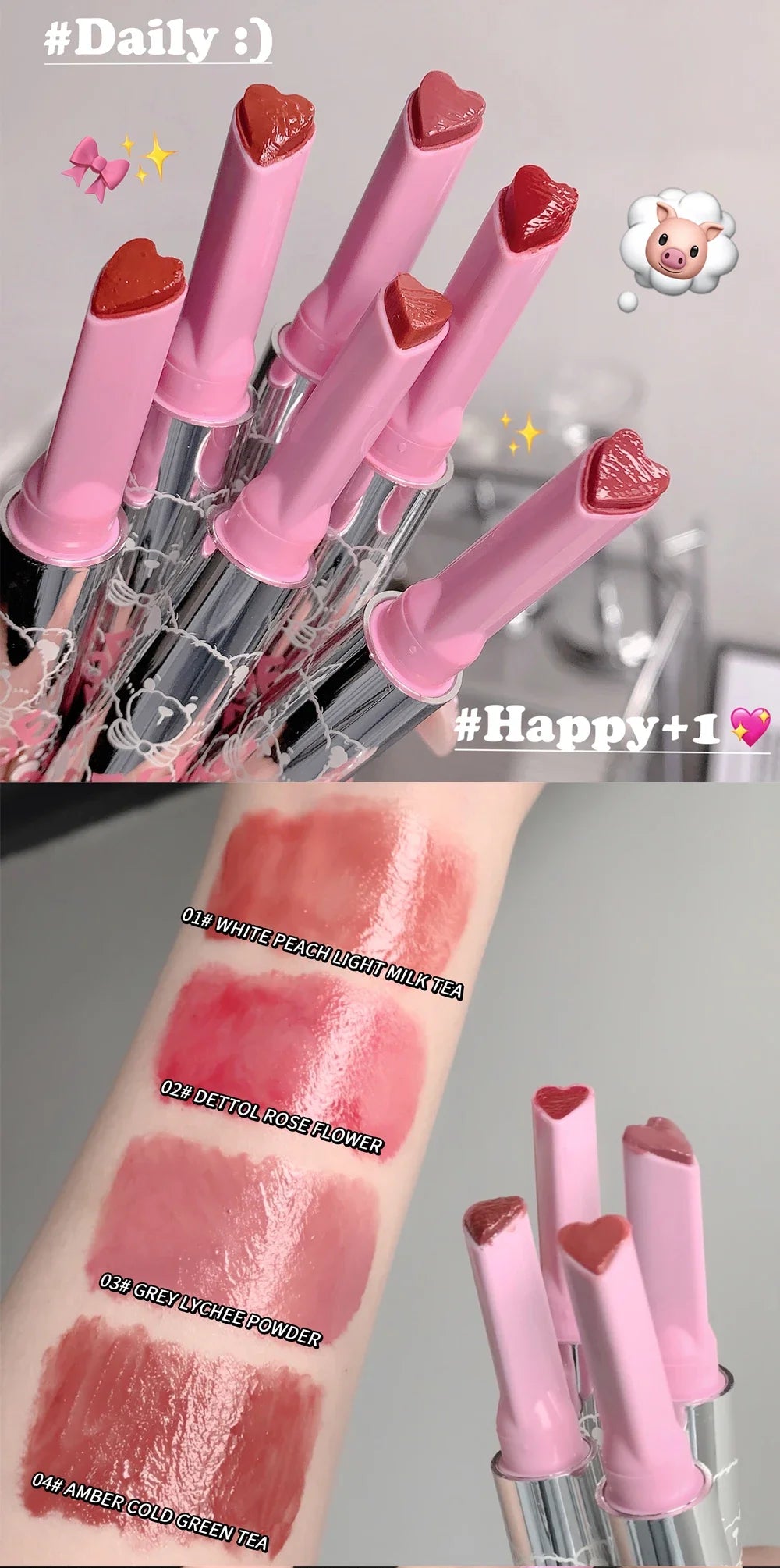 Son Thạch Dưỡng Ẩm Hình Tim Ánh Nước Pha Lê