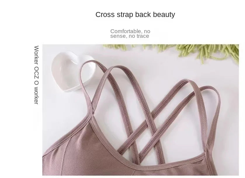 Women's Sexy Cross Back Sports Yoga Bra with Chest Pad