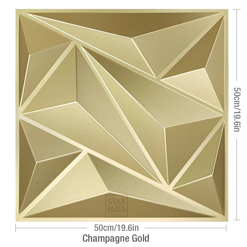 3D wall panel with glossy gold wood grain, waterproof