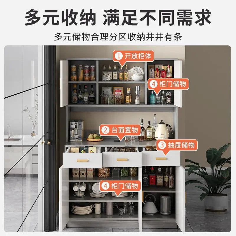 Multi-Tier Wall Mounted Integrated Kitchen Cabinet with Tea Storage