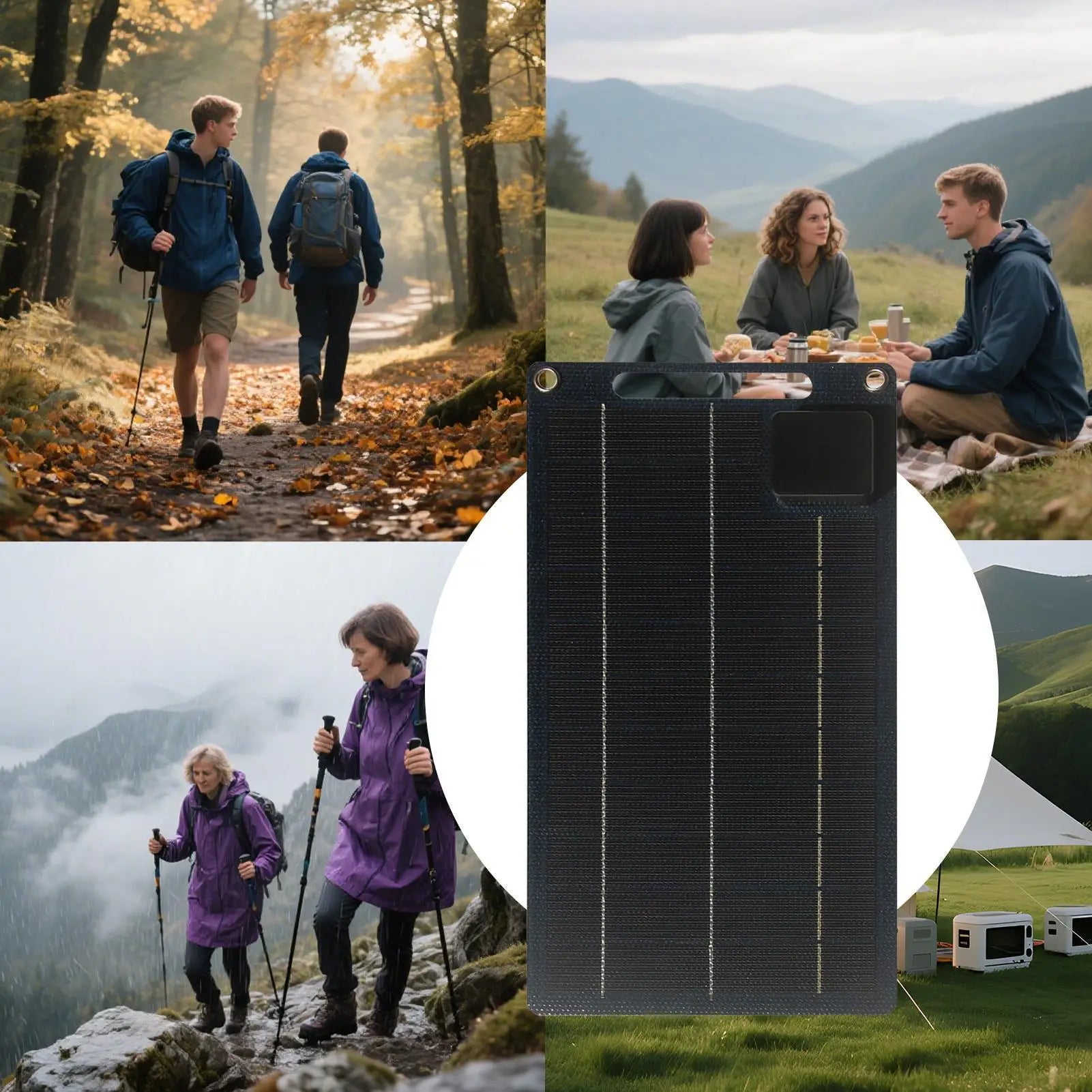 Pin Năng Lượng Mặt Trời 100W Sạc Điện Thoại Dã Ngoại