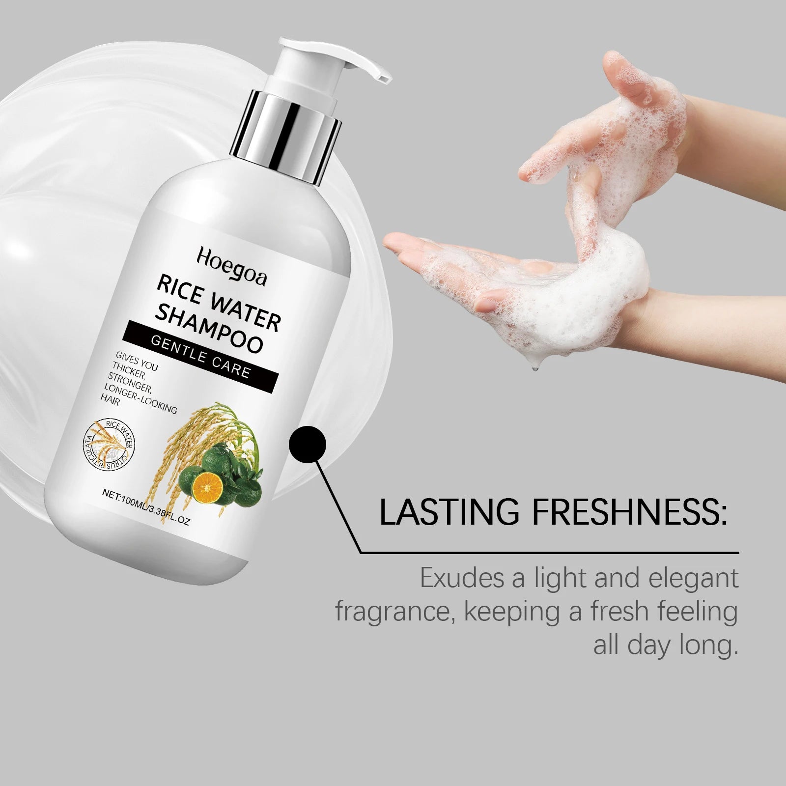 Rice Shampoo Reduces Hair Loss, Deep Nourishes, Restores Dry Hair