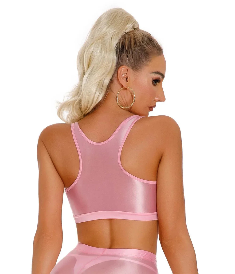 Women's Sexy Crop Top Bodycon Sports U-Neck