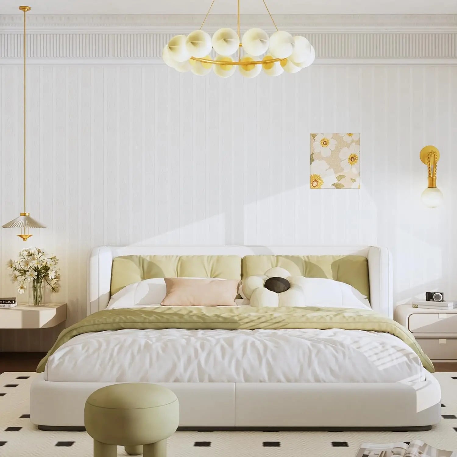 3D Green Embossed Peel and Stick Wallpaper Damask Textured Self Adhesive Wallpaper Modern Floral  Contact Paper for Living Room