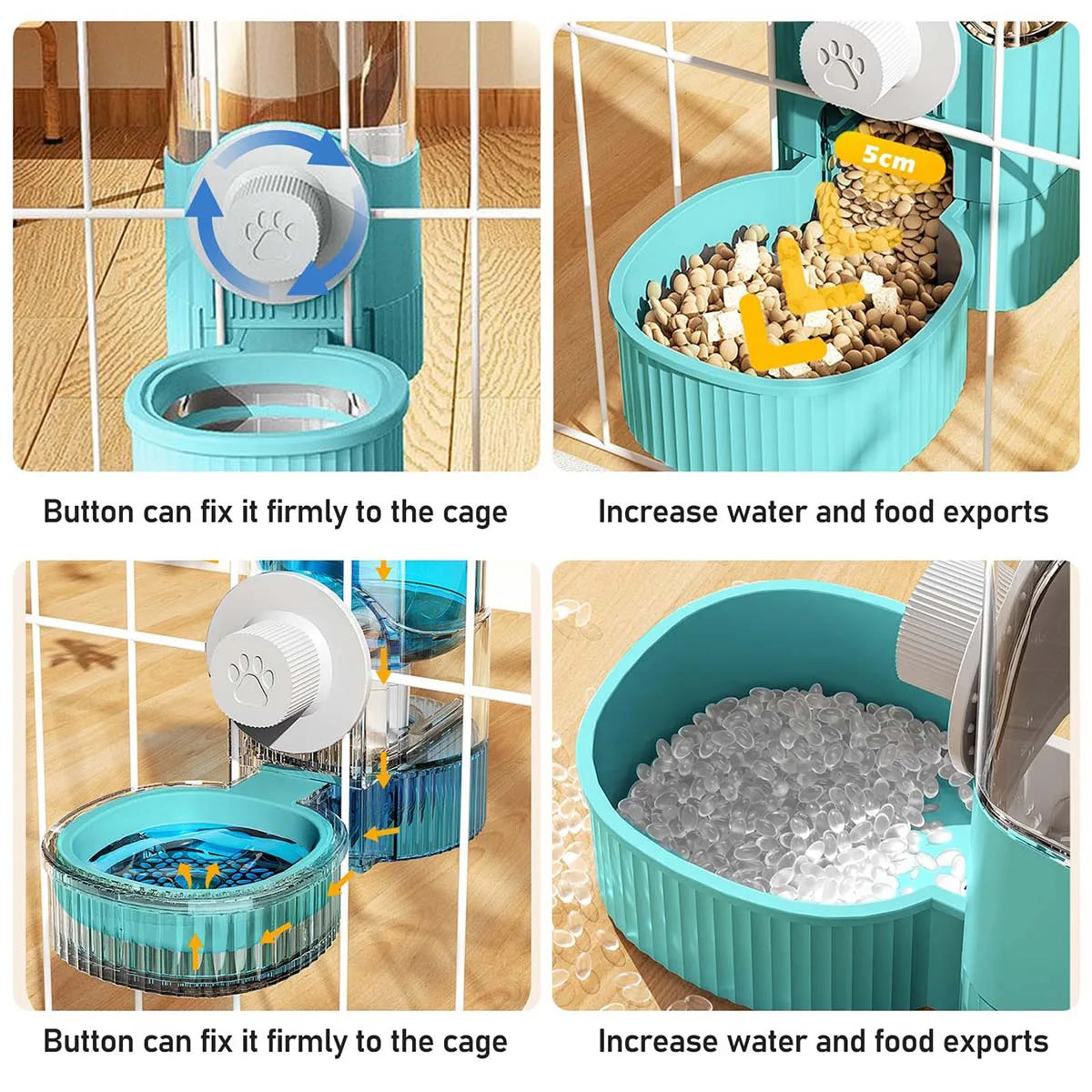 Pet Automatic Water Dispenser and Feeder Set, Hanging Water Dispenser, Automatic Cat Feeder, Dog Cage Hanging Water and Food Supplies, Cat Bowl, Dog Food Bowl - Daisan Mart
