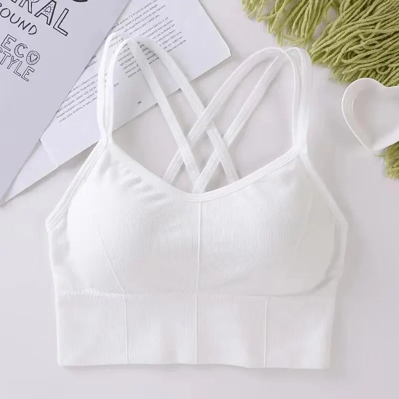 Women's Sexy Cross Back Sports Yoga Bra with Chest Pad