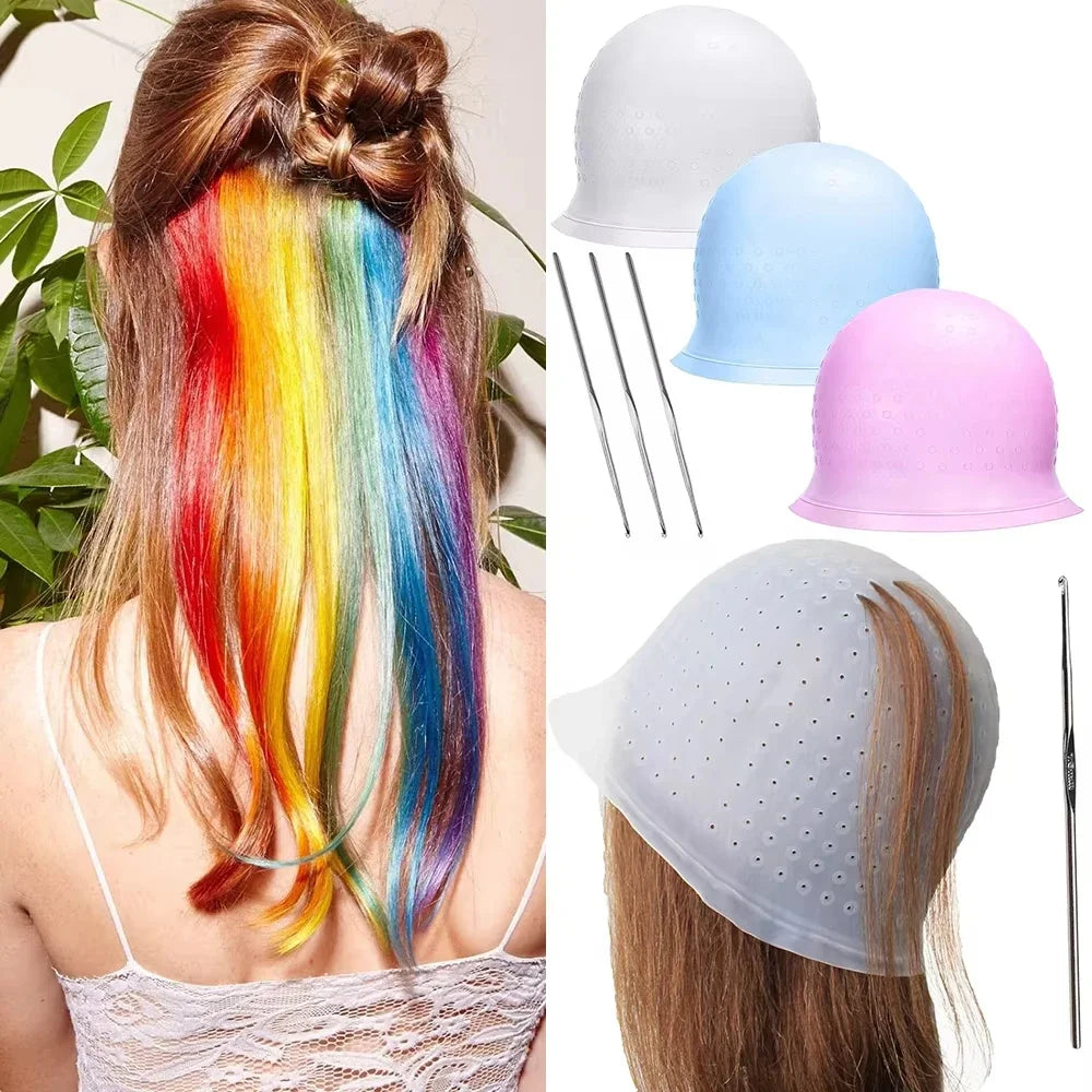 Mũ Nhuộm Tóc Silicone Tái Sử Dụng Kèm Kim Hỗ Trợ