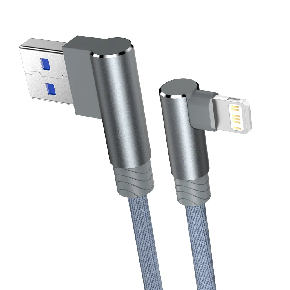 90 Degree Fast Charging Cable For iPhone &amp; iPad 1/2/3m Long