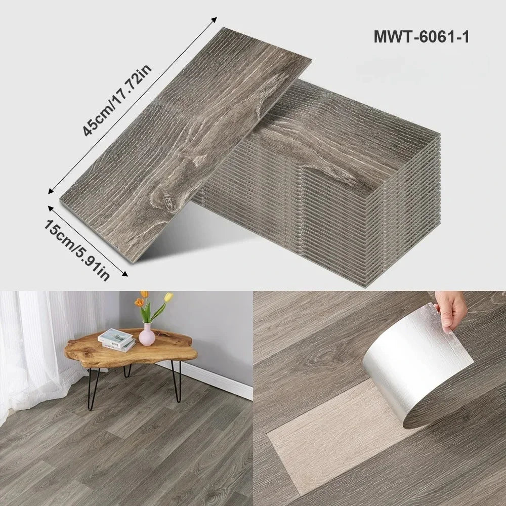 45x15cm Floor Sticker Wall Sticker Modern Self-adhesive Thick PVC Wood Grain Floor Sticker Living Room Bedroom Decoration