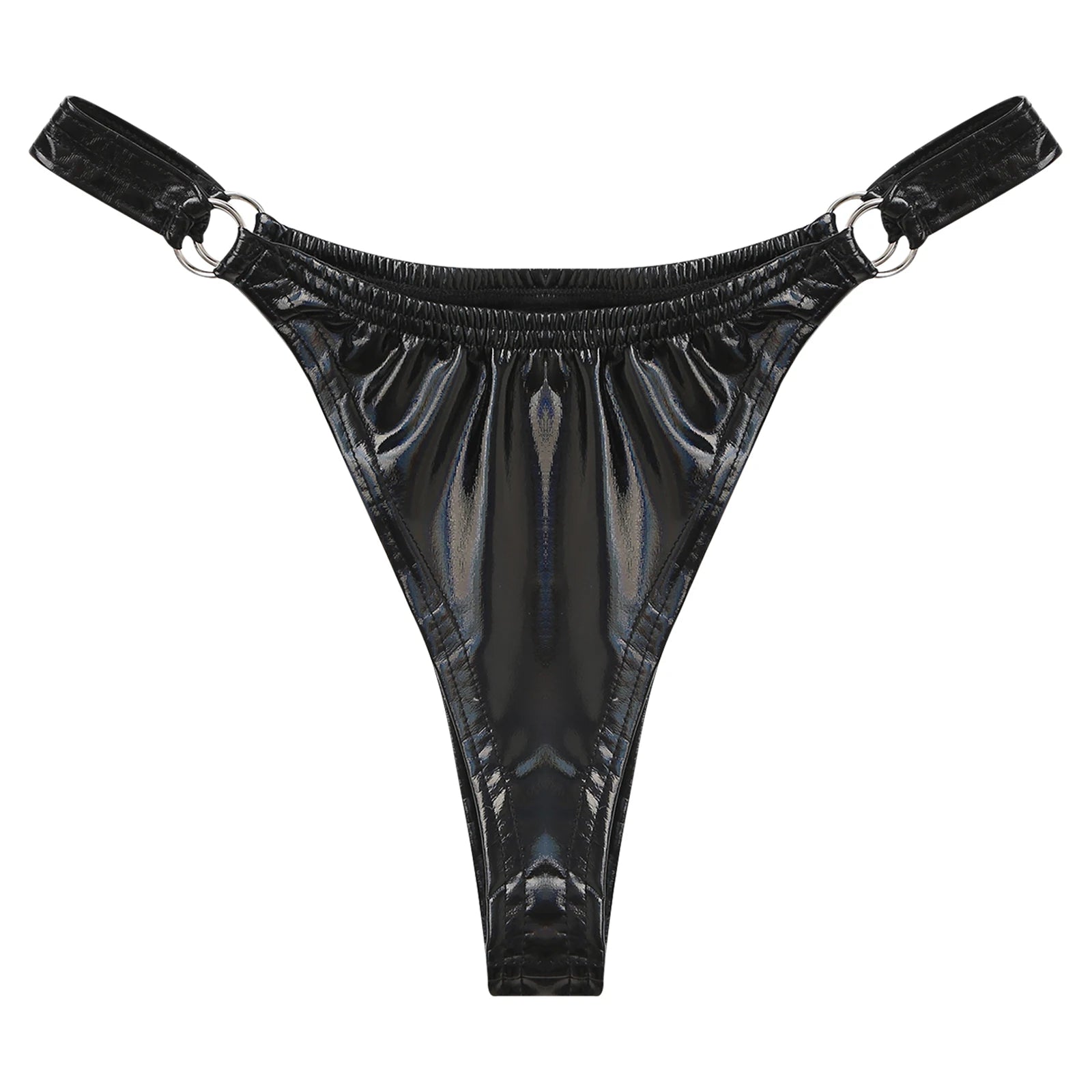 Women's Sexy Party O-Ring Shiny Leather Panties