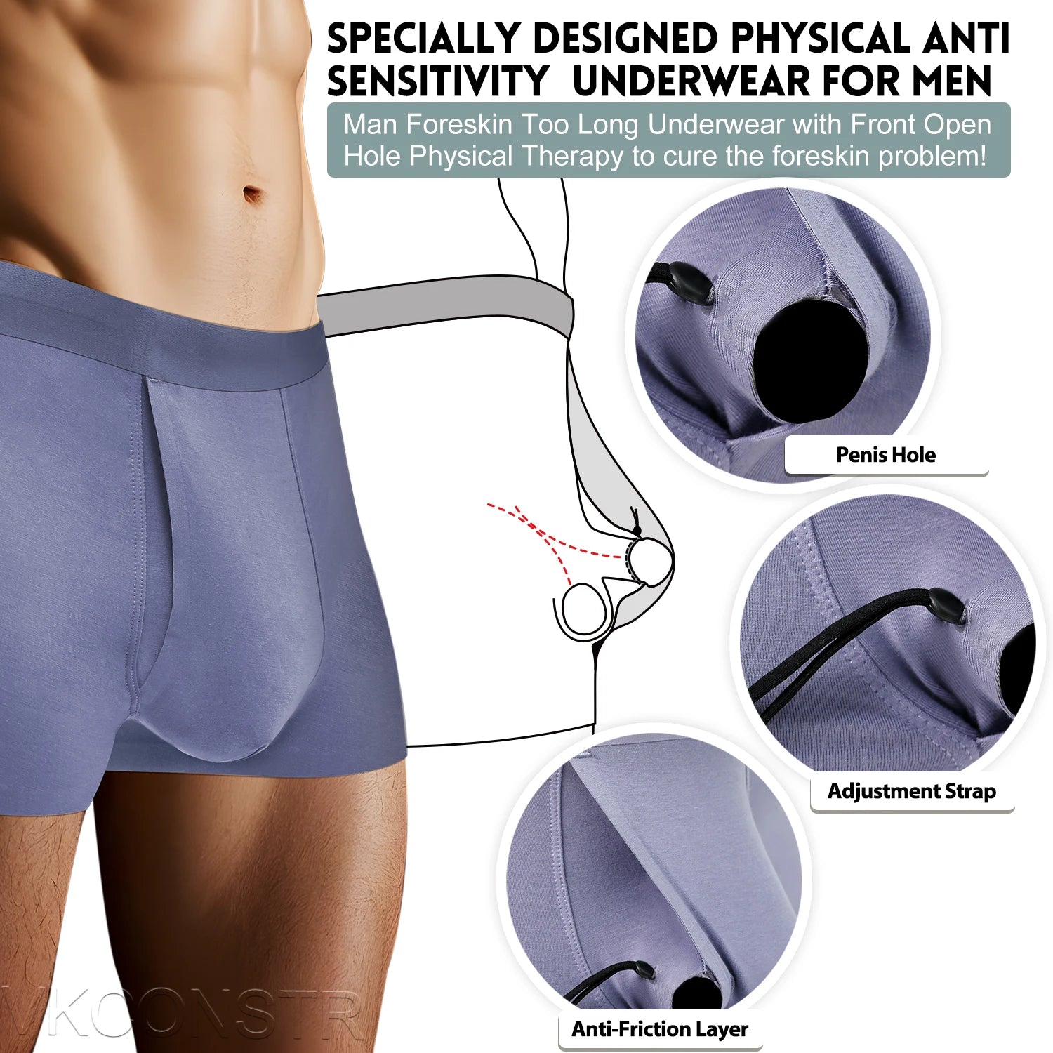 Men's Breathable Pouch Underwear Supports Phimosis Treatment