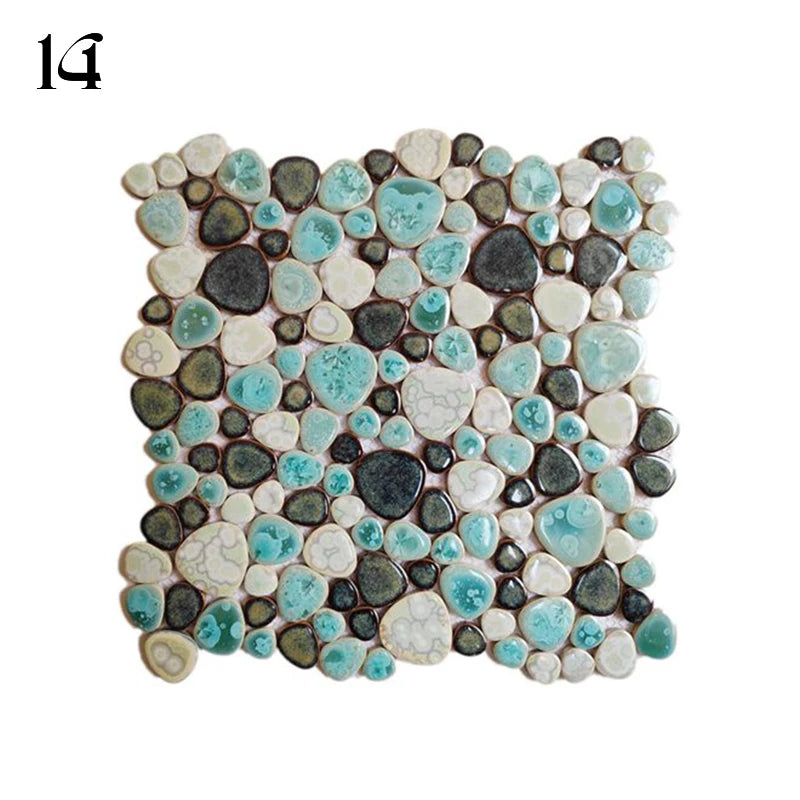 30x30cm Ceramic Pebble Mosaic Tiles Spa Pools Fish Ponds Bathrooms Anti-skid Wear-Resistant Floor Wall Decor Easy Cut Mesh Base