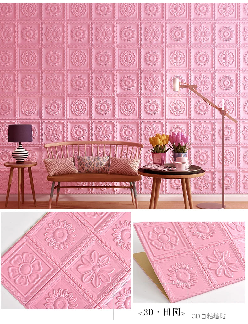Nordic wallpaper self-adhesive 3D wall sticker bedroom living room wallpaper background wall decoration sticker