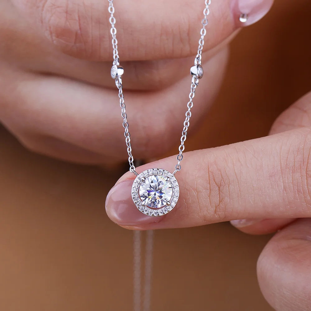 Vòng Cổ Nữ Moissanite 925 Bạc Ý - FEOBUR Sang Trọng