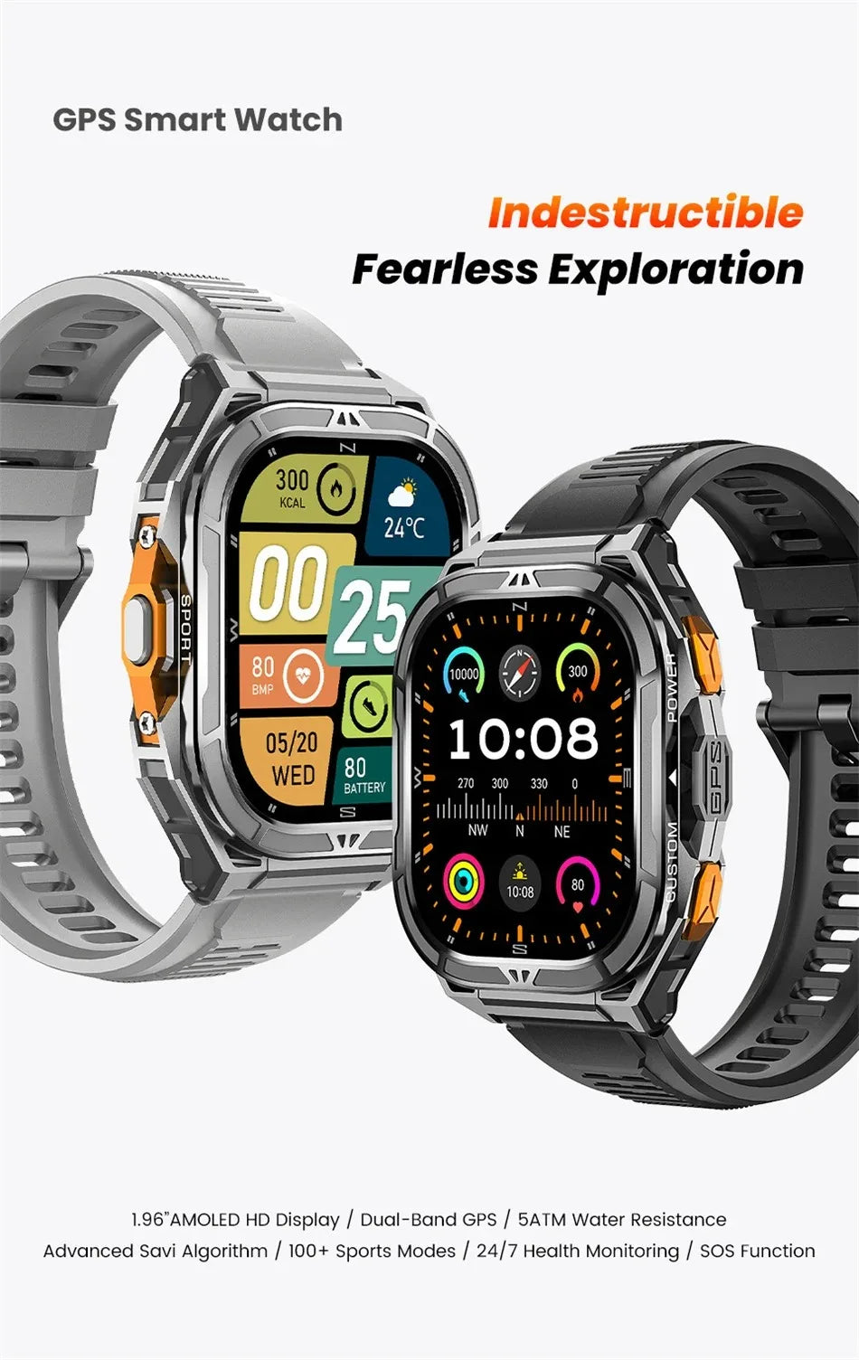 2025 Smart Watch GPS AMOLED 5ATM Bluetooth Calling