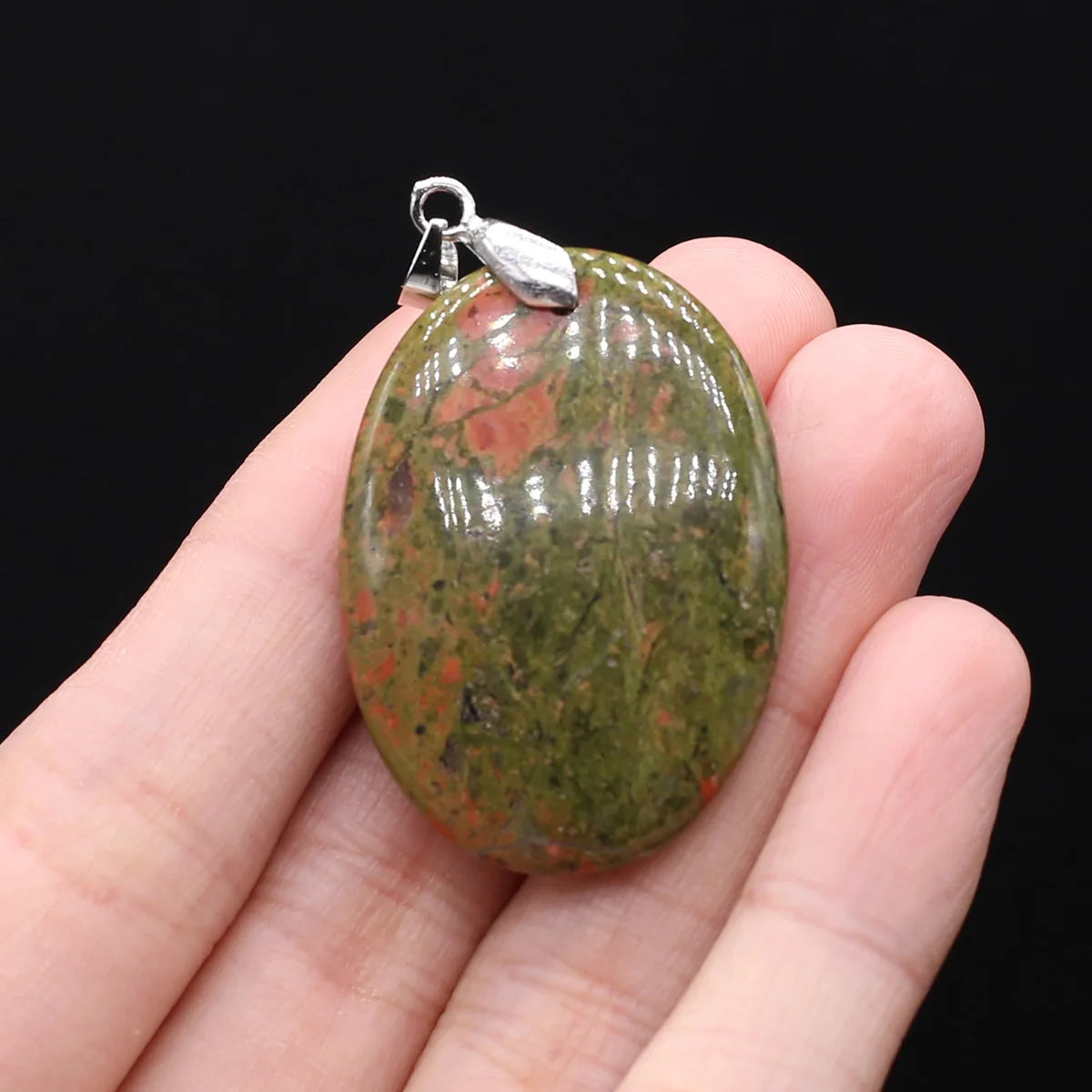 Unique Oval Natural Agate Pendant
