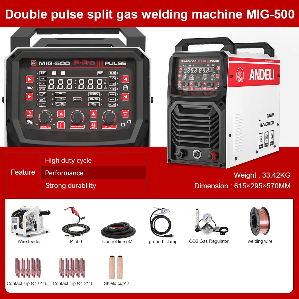 ANDELI MIG Welding Machine with Double Pulse Lift TIG MMA 3 in 1 Industrial MIG Welder with Wire Feeder - Daisan Mart