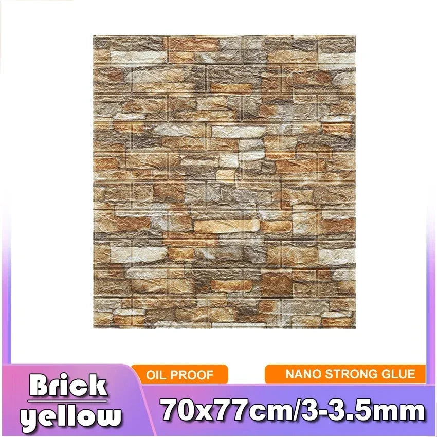 3D Brick Wall Sticker Strong three-dimensional 77*70cm Monochrome and Retro adesivos de parede paper Bring the fun of home life - Daisan Mart