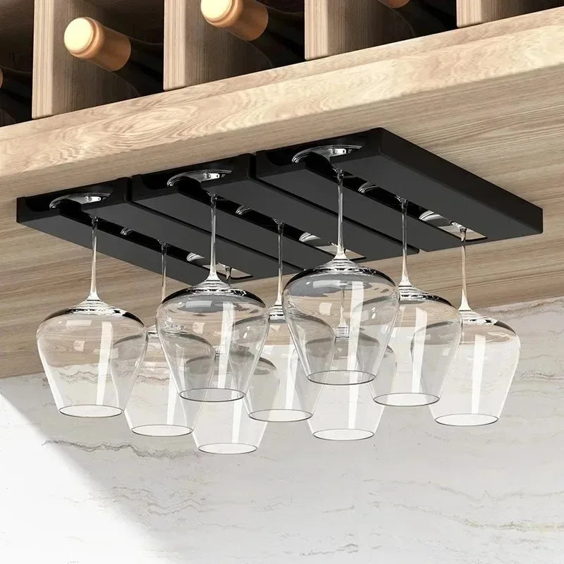 Kitchen Cabinet Hanging Holder Shelf Free Punching Holder Wine Glass Rack Multi-Function Goblet Classification up Organizer
