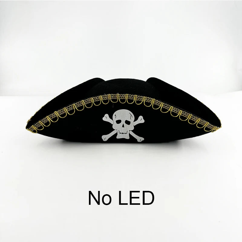 Halloween LED Light-Up Pirate Hat Skull Pattern