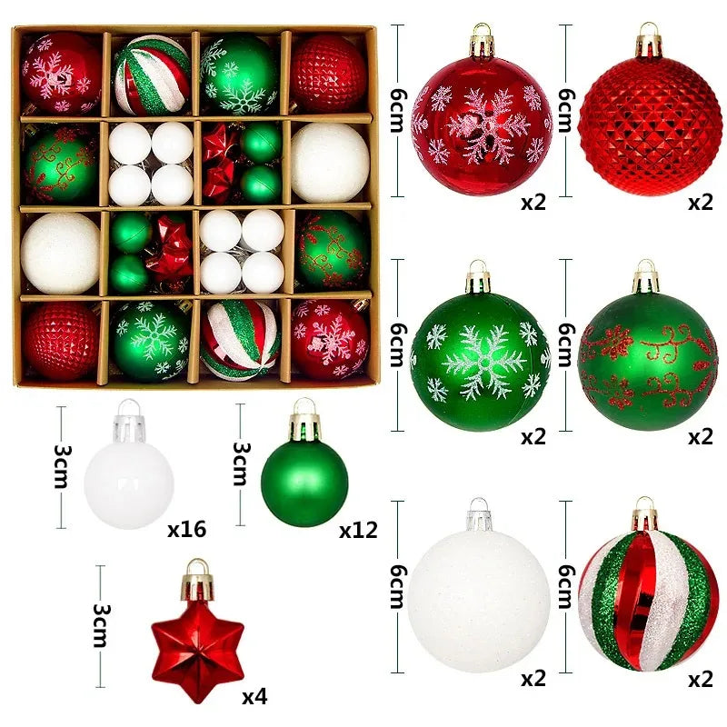 Christmas Balls for Tree Decoration 44 Pieces 3/6CM