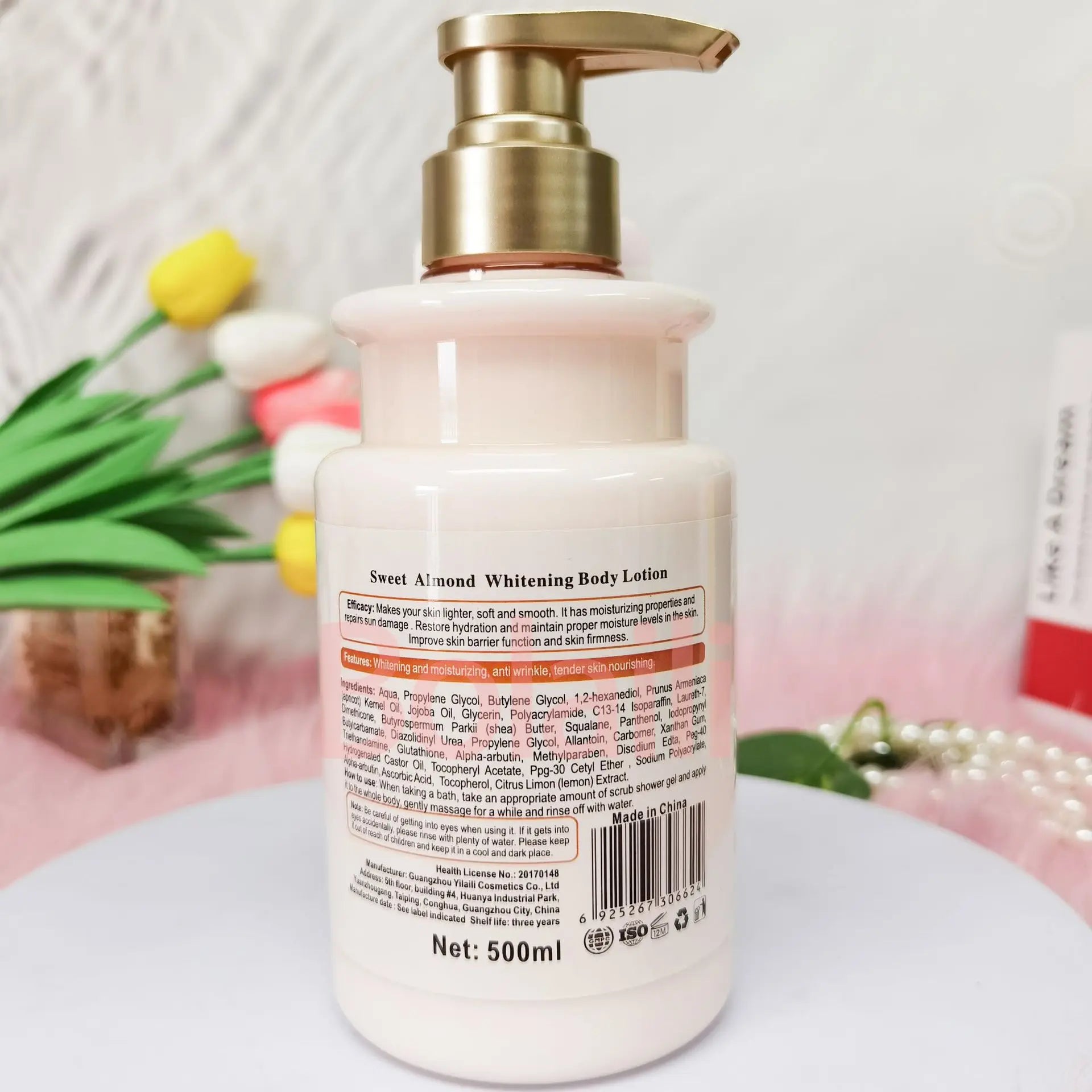 500ml Almond Whitening Body Lotion &amp; Scrub Body Wash Exfoliating Moisturizing Whitening Skin Lightening Increase Skin Radiance