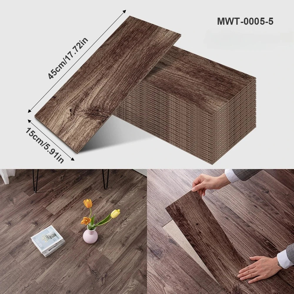 Thicken Wood Grain Floor Sticker Industrial Cement PVC Vinyl Floor Sticker Self-adhesive Waterproof Tile Sticker Home Decor