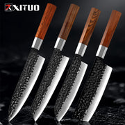 Bộ Dao Nhà Bếp XITUO, Thép Carbon Cao, Tay Cầm Bát Giác