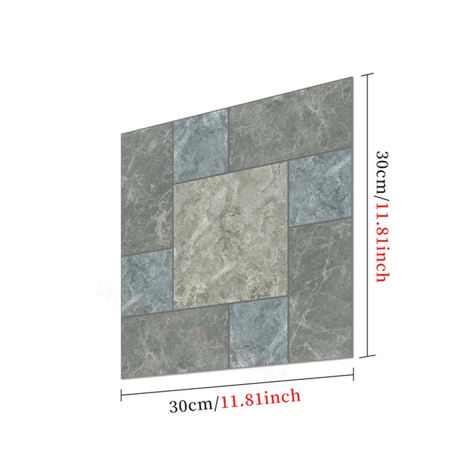 Black And White Mosaic Tiles Marble Texture Floor Sticker Kitchen Floor Renovation Decorative Stickers Self-adhesive Wallpaper