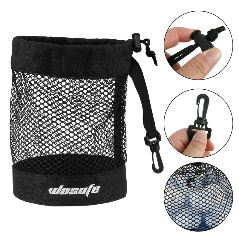 Black Mesh Golf Ball Bag with Convenient Hanging Hook