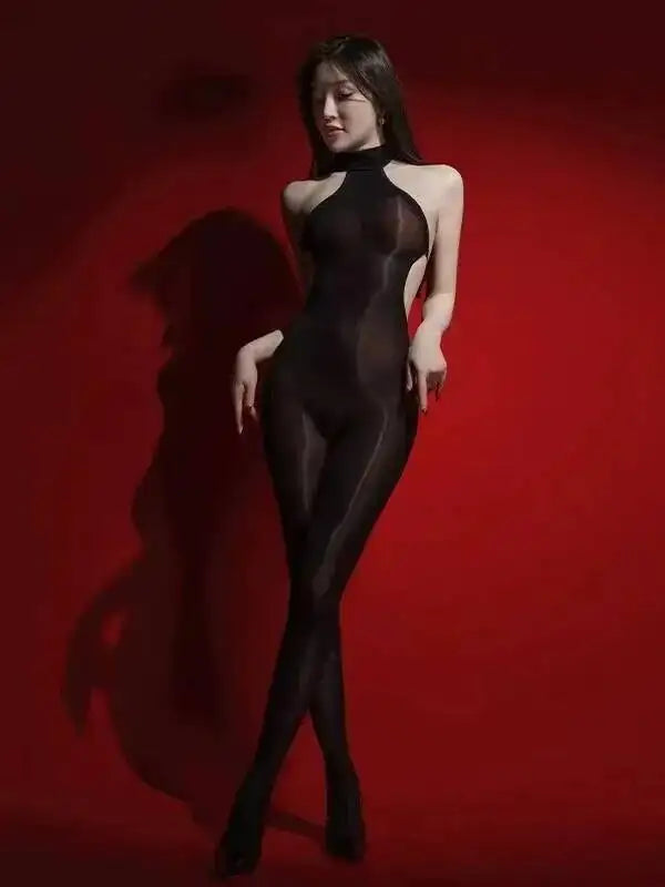 Sexy Backless Glossy Bodysuit 6D Horse Oil ZNZ1