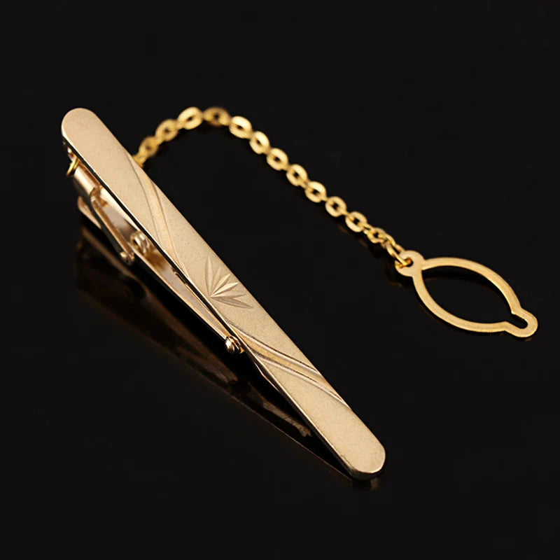 復古鍍金男士領帶夾，優雅派對之選