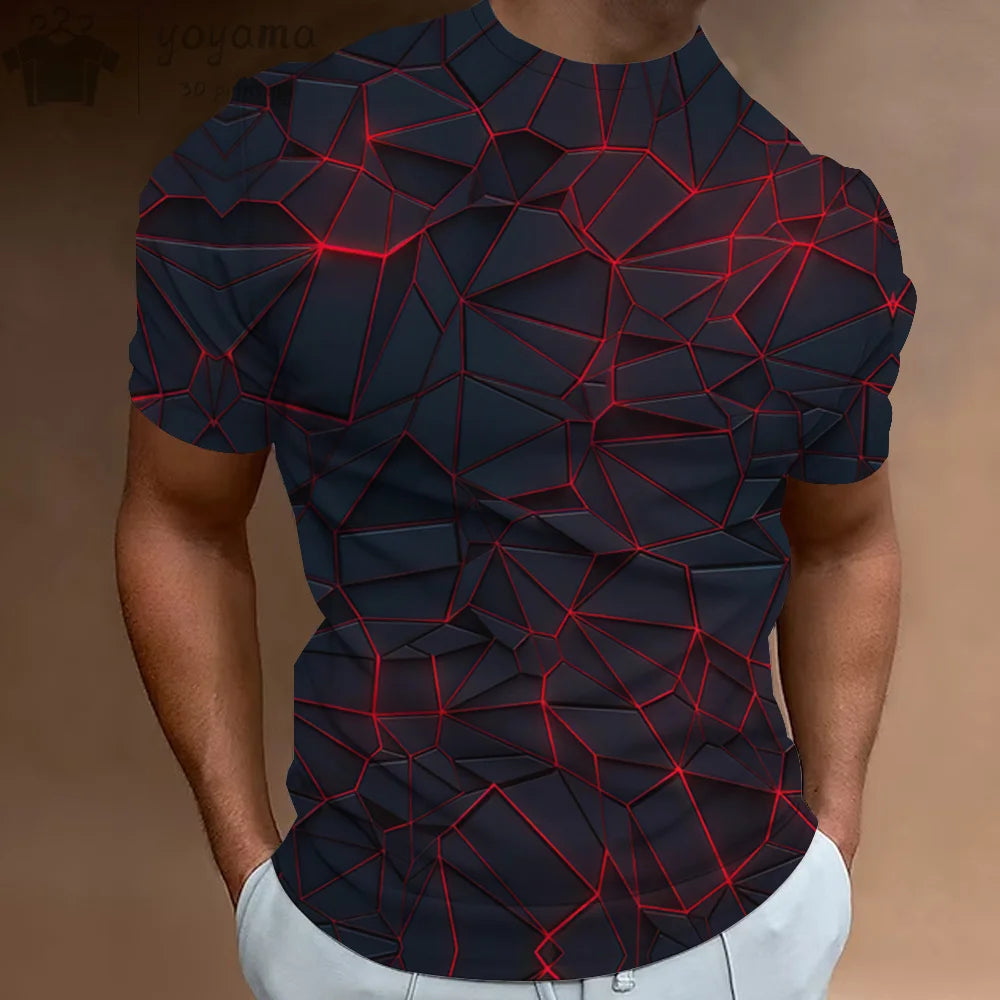 Men's Gym T-shirt with Dynamic Abstract Pattern Summer