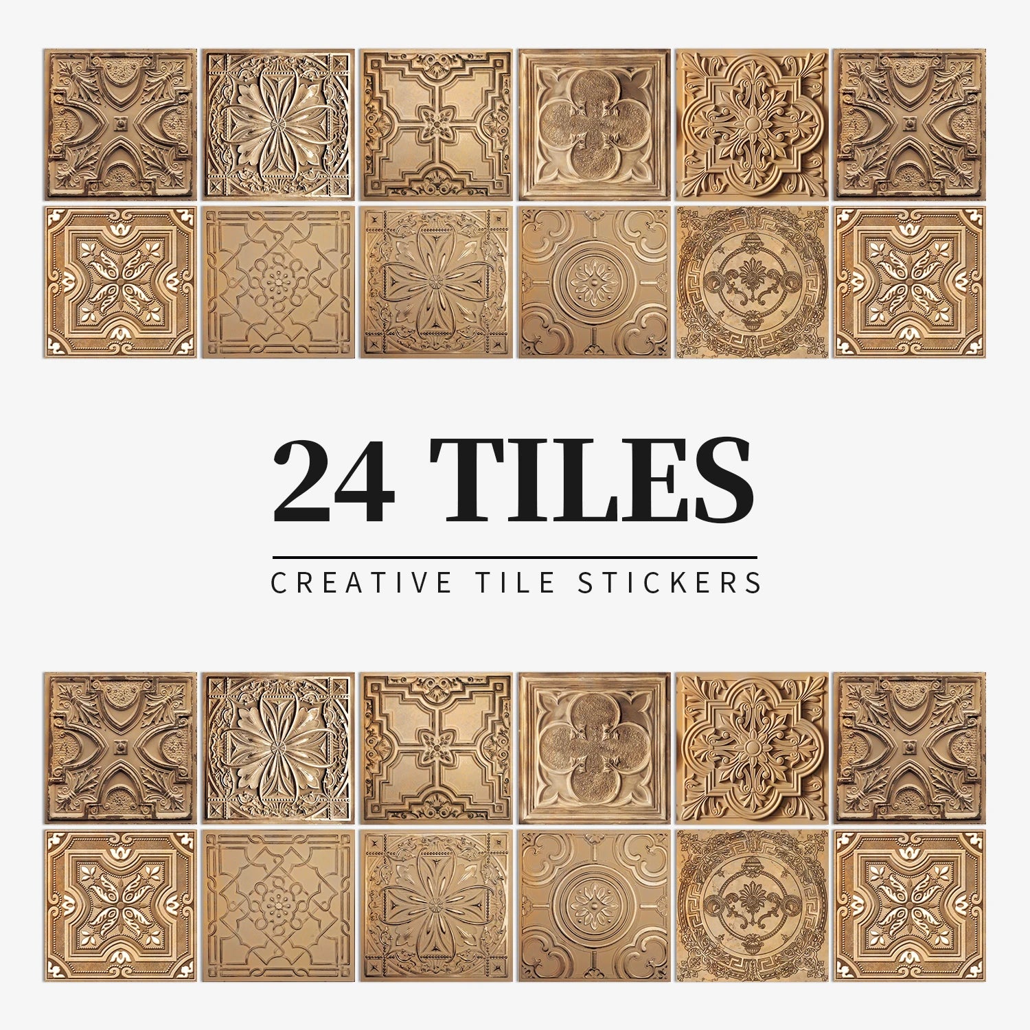 24pcs/set Light Color Tiles Sticker Wall Stickers Kitchen Bathroom Home Renovation Wallpaper Waterproof Self-adhesive Wall Decal
