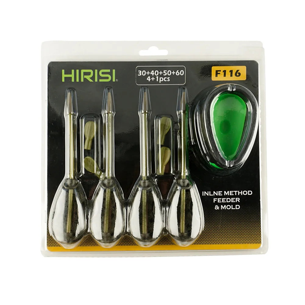 Hirisi Carp Fishing Method Feeder Set 30g/40g/50g/60g Cage Fishing Bait Cage with mold Fishing Accessories F116