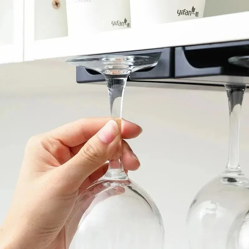 Kitchen Cabinet Hanging Holder Shelf Free Punching Holder Wine Glass Rack Multi-Function Goblet Classification up Organizer - Daisan Mart