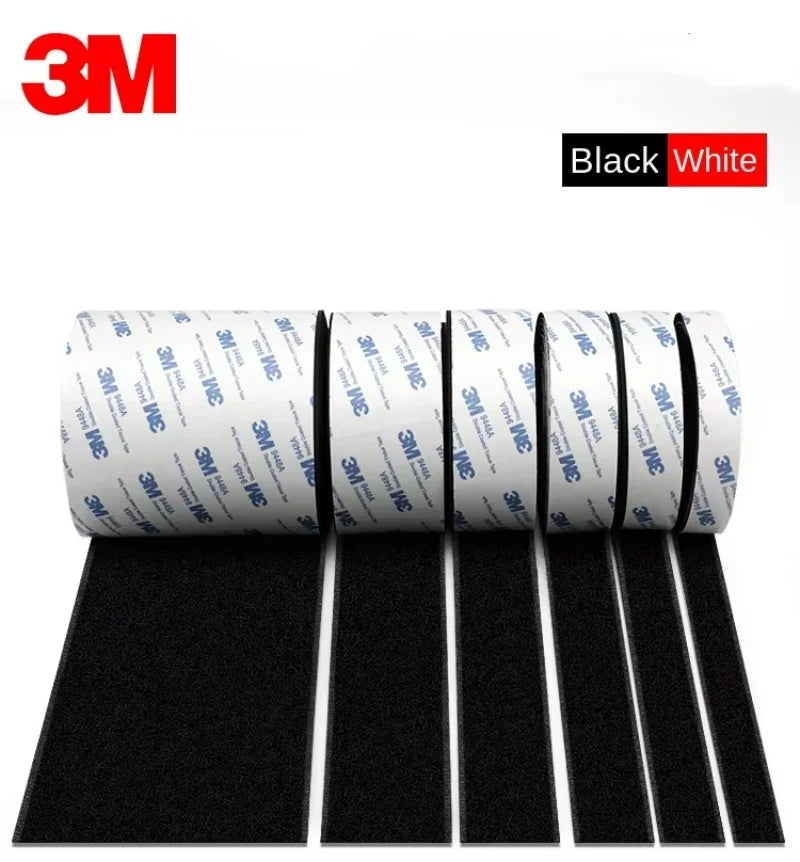 3M 9448A Black Double-Sided Self Adhesive 3m 16-100mm Strong Non-Trace High Temperature Resistant Hook and Loop Fastener Tape - Daisan Mart