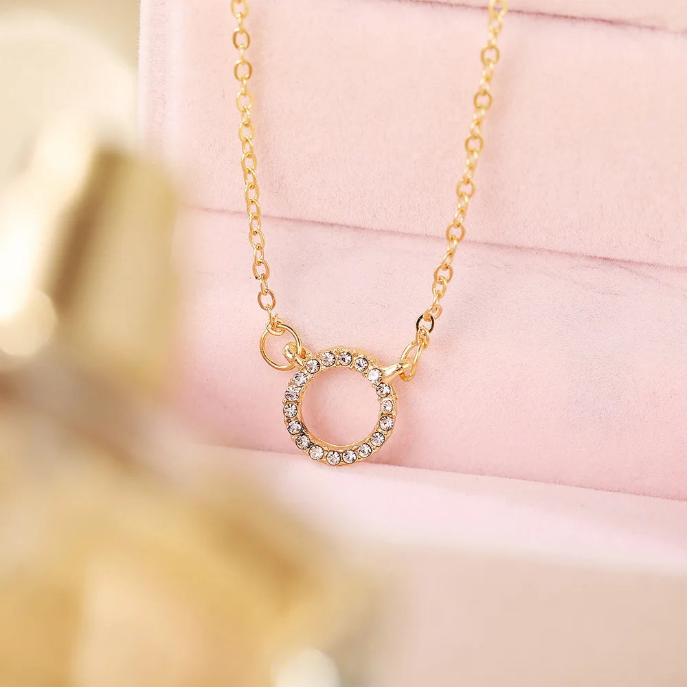 Elegant Gold Crystal Necklace For Women