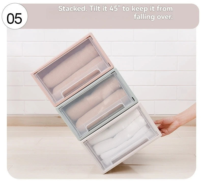 Multi Purpose Stackable Plastic Storage Drawers for Bedroom Closet Underwear Socks Organization