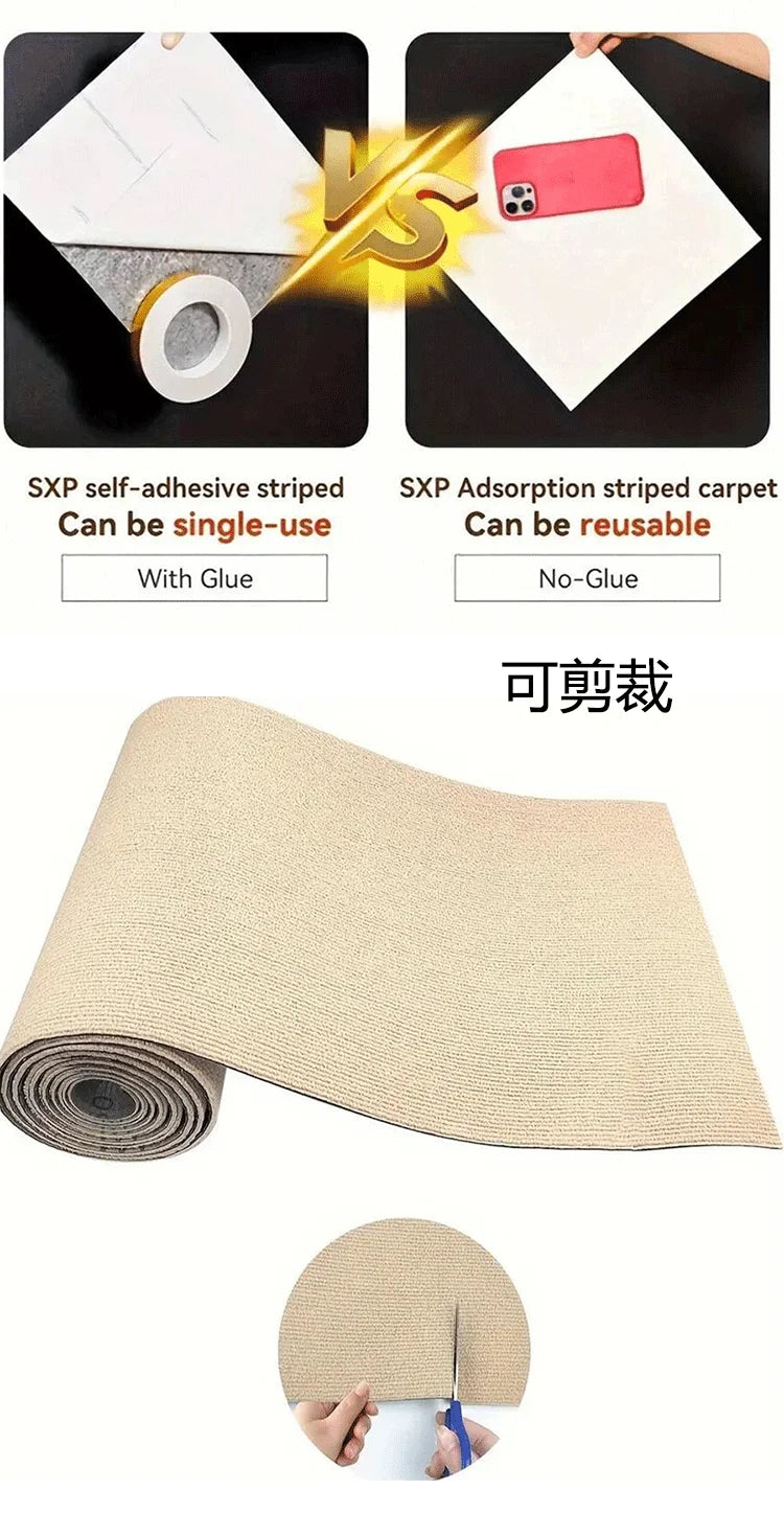 Self-Adhesive Carpet Tiles 30x30cm - Non-Slip Floor Mat for Bedroom/Office, Anti-Skid Rug Home Decor, Removable No Residue