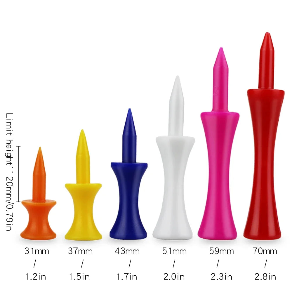 Plastic Golf Tee Combo 50/100 Pieces, Many Sizes, Durable and Beautiful