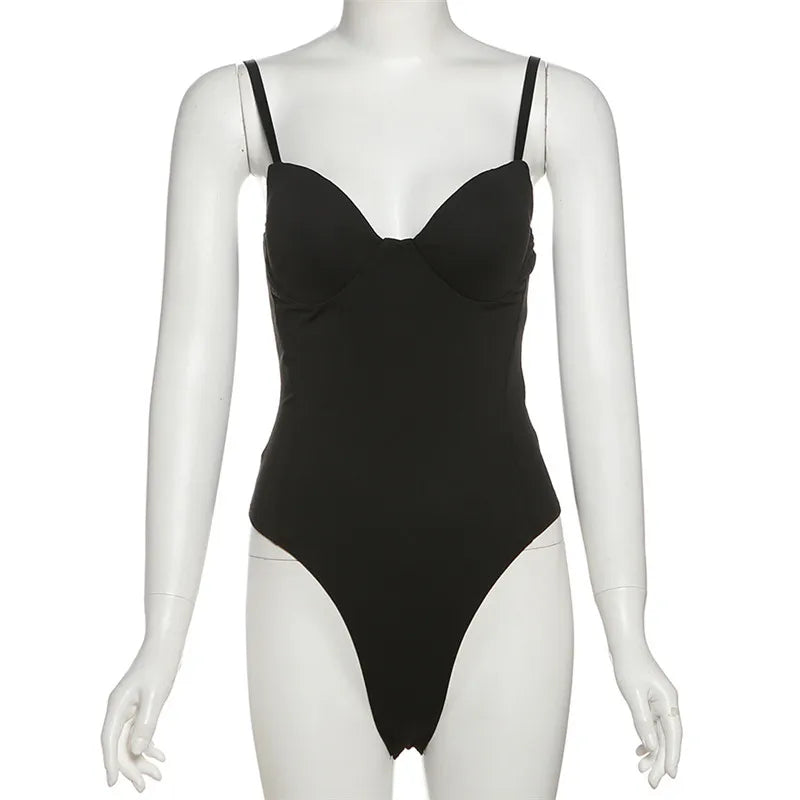 SylCue Sexy Fashion Bodysuits Women Wrapped Chest Backless Sleeveless Shaped Waist Skinny Stretch Street Wild Style Solid Tops