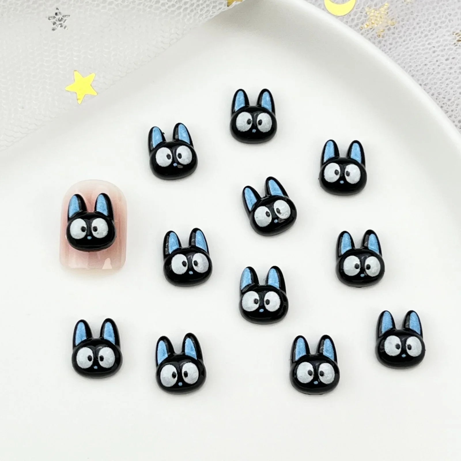 50pcs Resin Mini Colorful Cartoon Halloween Black Cat Flat back Figurines Nail Art DIY Scrapbooks Accessories Crafts
