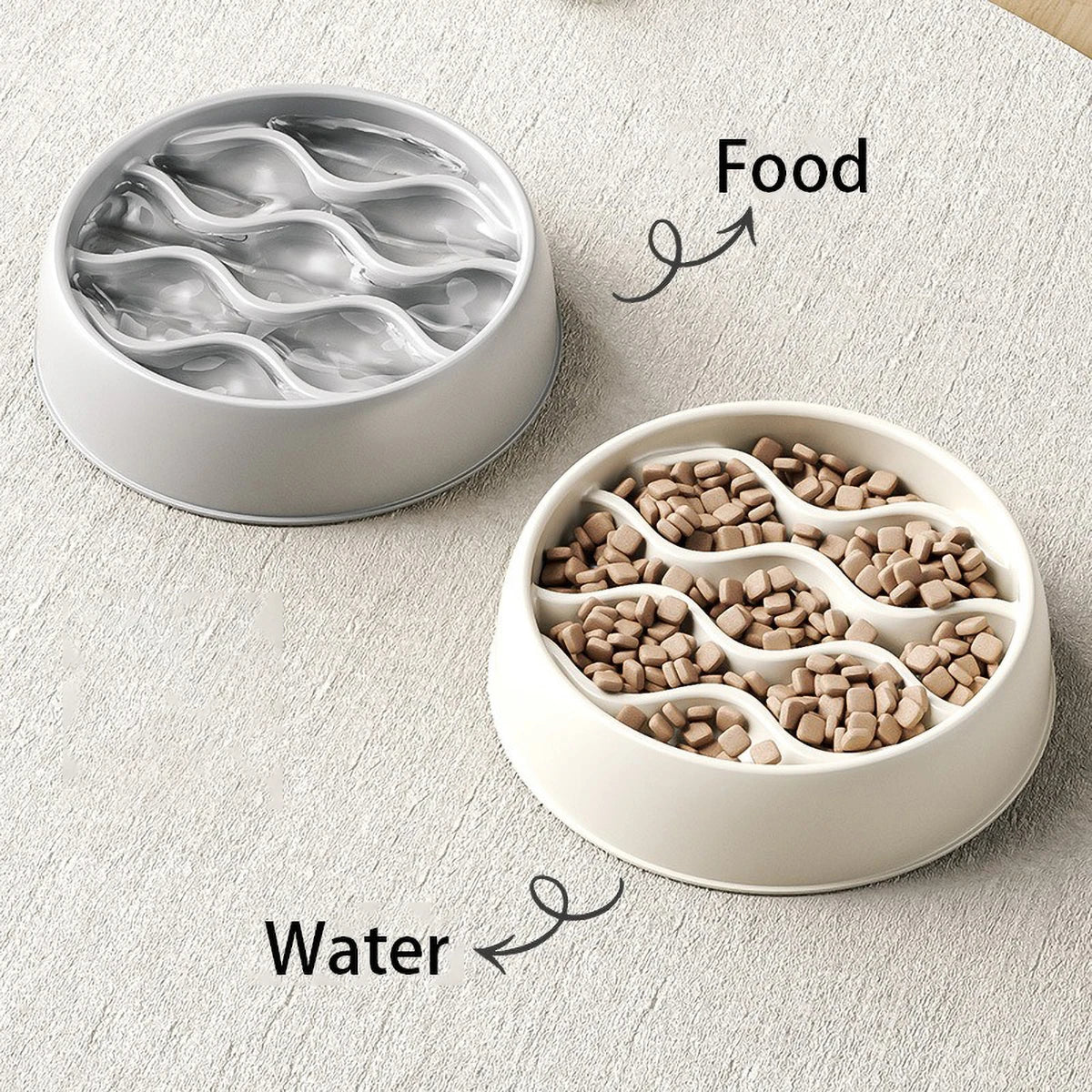 Pet Slow Feeding Bowl, Wavy Column Design, Dual-Purpose for Food & Water, Easy to Clean, for Cats & Dogs - Daisan Mart