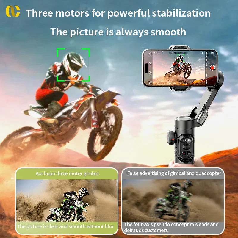 AOCHUAN Smart XE 3-Axis Handheld Gimbal Stabilizer for Smartphone iPhone Android Face Tracking Tiktok Vlog Live Streaming - Daisan Mart